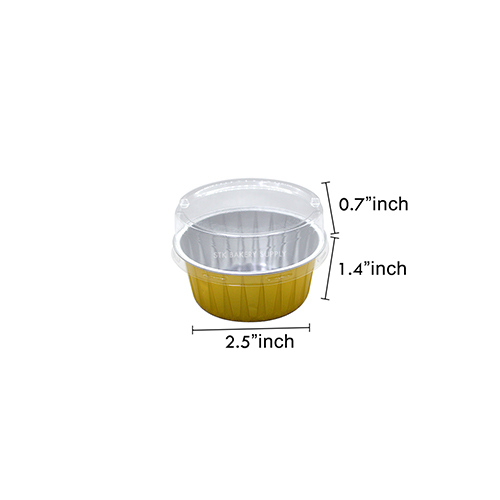 ALUMINIUM CUP - ROUND GOLD/RED WITH LID 98 x 73 x 25mm-130ml (Y 13) 20PCS (1 X 64)