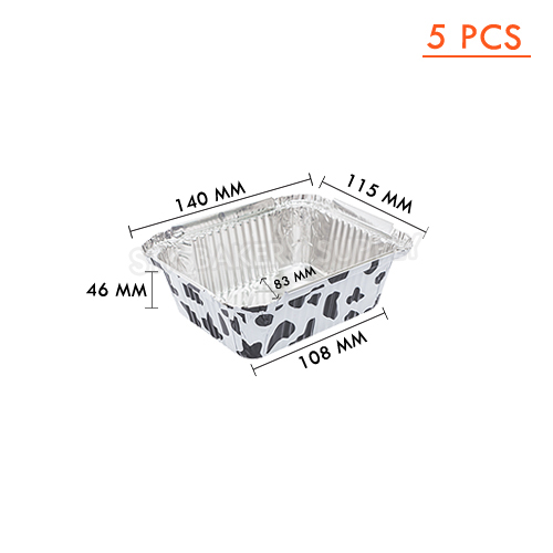 ALUMINIUM CUP COW DESIGN SQUARE WITH LID (1055) SS-4006 (115 x 140) x (83 x 108) x 46MM 5PCS (1 x 50) WS