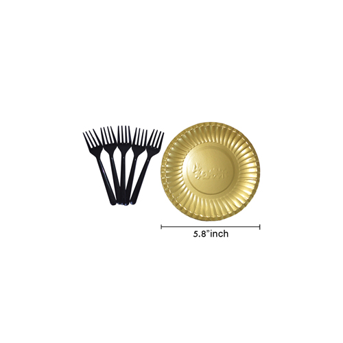 PAPER PLATE AND PLASTIC FORK 5PCS SET