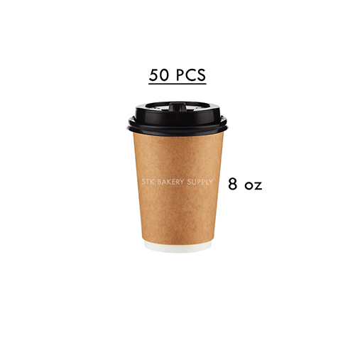 COFFEE PAPER CUP WHITE COVER WITH LID (CCU-SW-00016/FAC-00063) 8OZ 50PCS (1 x 12)