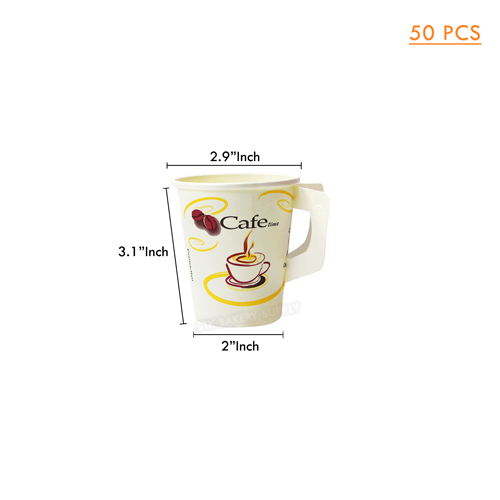 COFFEE PAPER CUP WITH HANDLE 8 OZ 50PCS