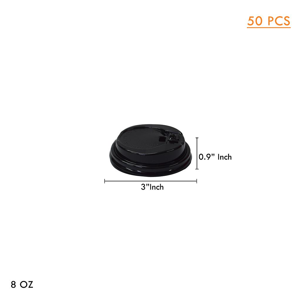 COFFEE PAPER CUP (ONLY LID) 8 OZ (8L-01BLACK/WHITE) 50PCS (1×20)