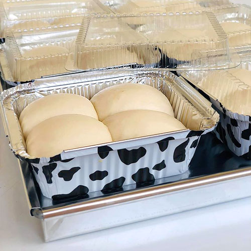 ALUMINIUM CUP - COW DESIGN SQUARE WITH LID (1055)SS-4006(115*140)X(83*108)X46MM 5PCS (1x40)