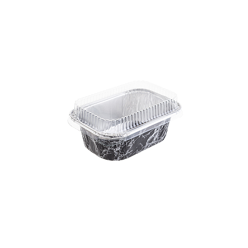ALUMINIUM CUP - SQUARE WITH LID SS-4003 MARBLEBLACK (65*96)(49*76) (10PCS)100ML 