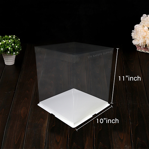 PLASTIC CAKE BOX TRANSPARENT (8" 3LAYER) 25.5x25.5x29.5CM